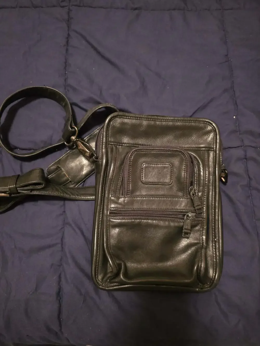 Tumi Alpha Series Black Leather Small Crossbody Travel Bag